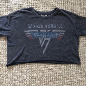 Grey washed cropped Van Halen Tour tee